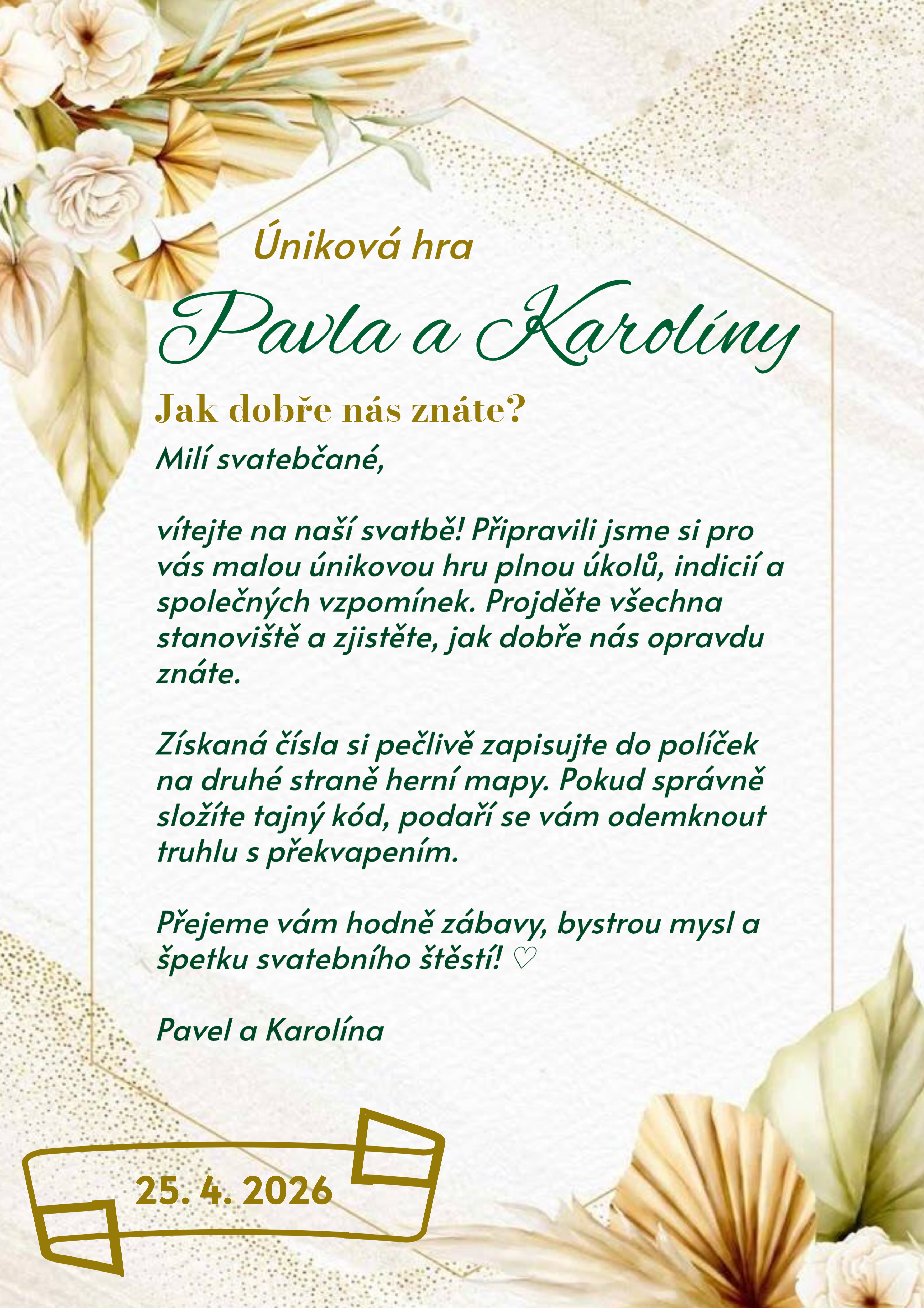Úniková hra na míru - svatba 1